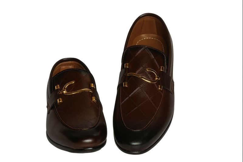 Men’s Classic Brown Leather Loafers with Gold Horsebit – Formal & Casual Wear|All sizes available