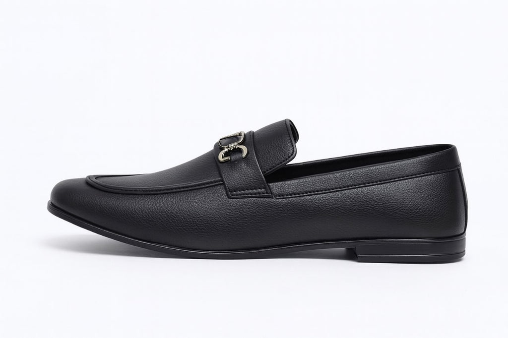 Premium Luxury Black Leather Loafers for Men – Elegant Gold Buckle | All Sizes Available