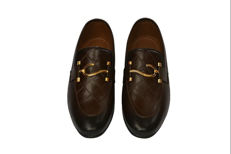 Men’s Classic Brown Leather Loafers with Gold Horsebit – Formal & Casual Wear|All sizes available