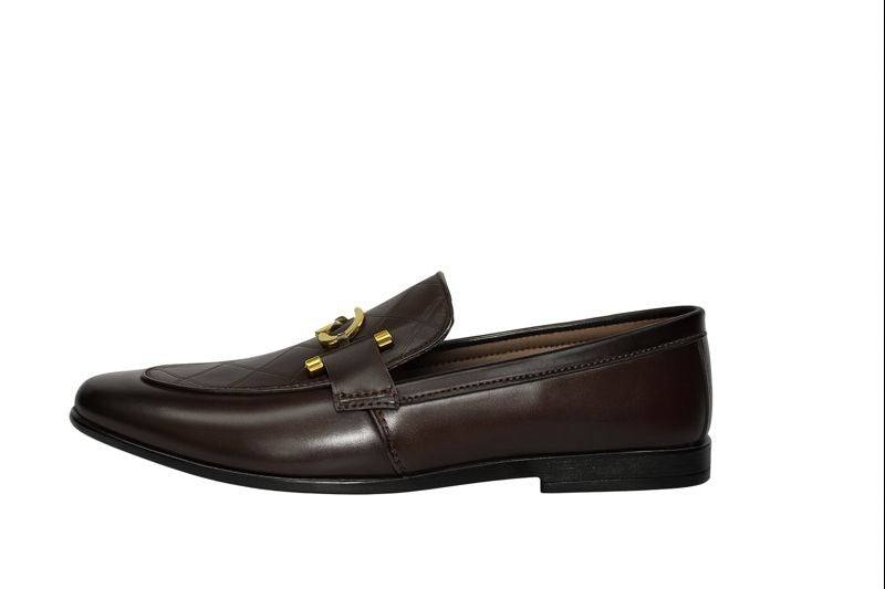 Men’s Classic Brown Leather Loafers with Gold Horsebit – Formal & Casual Wear|All sizes available